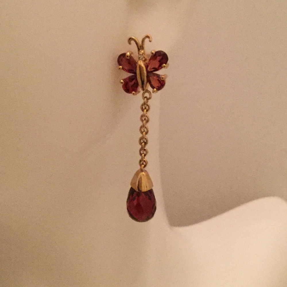 14k Garnet Earrings - Picture 4 of 6
